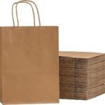 100 Bulk Brown Kraft Gift Bags with Handles