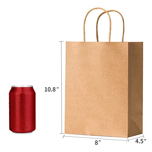 100 Bulk Brown Kraft Gift Bags with Handles