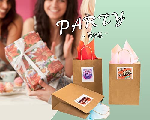 100 Bulk Brown Kraft Gift Bags with Handles