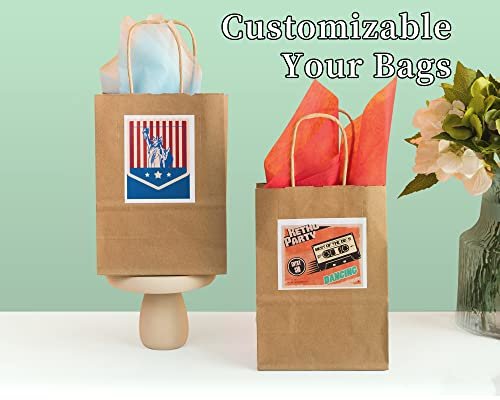 100 Bulk Brown Kraft Gift Bags with Handles