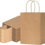 50 Eco-Friendly Brown Paper Gift Bags with Handles