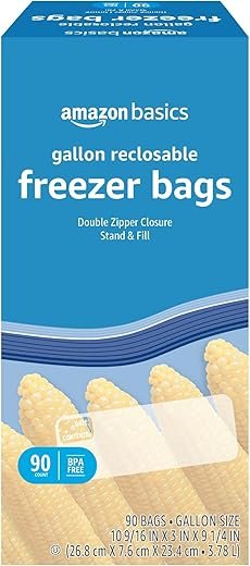 Amazon Basics 90 Gallon Freezer Bags - Double Zipper