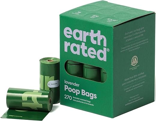 Earth Rated Lavender Dog Poop Bags - 270 Count, Leak-Proof