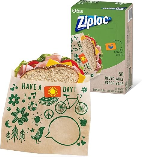 Fun Ziploc Paper Sandwich Bags - Eco-Friendly & Sealable!