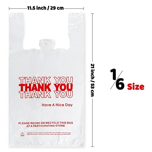 JShlpiar 1000 Count Thank You Plastic T-Shirt Bags