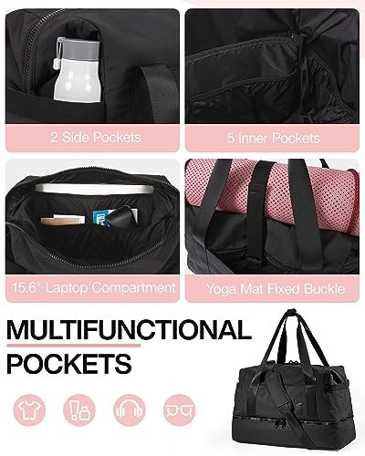 Lightweight BAGSMART Weekender Bag with Shoe Compartment