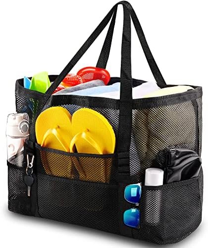 Spacious Mesh Beach Bag for Family Vacations & Essentials