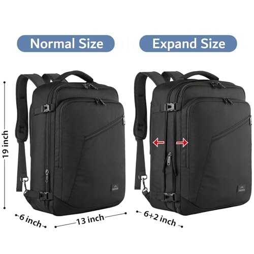 Ultimate MATEIN Expandable Travel Backpack - 40L, Black