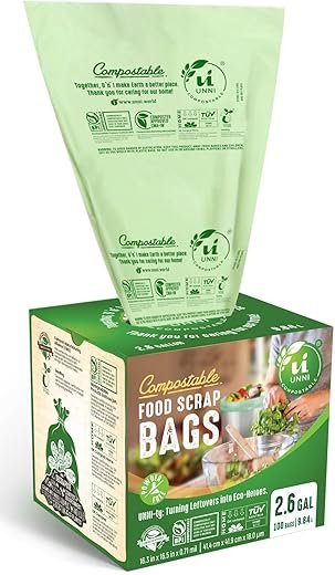 UNNI Compostable Liner Bags - Eco-Friendly 2.6 Gallon Pack