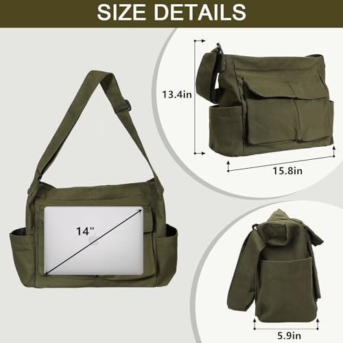 Versatile Canvas Messenger Bag with Multiple Pockets