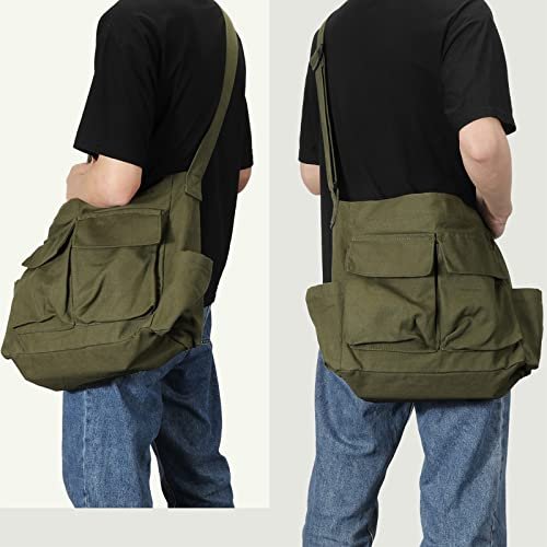 Versatile Canvas Messenger Bag with Multiple Pockets